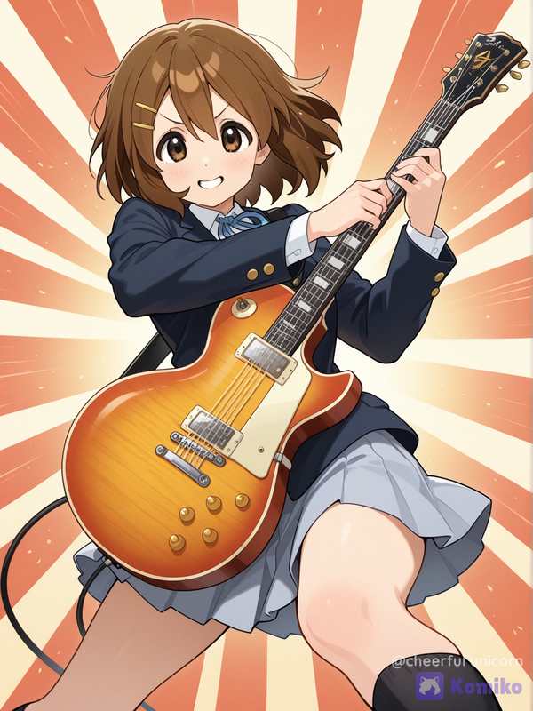 Yui playing her guitar
