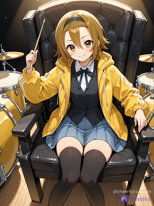 Ritsu on a literal drum throne