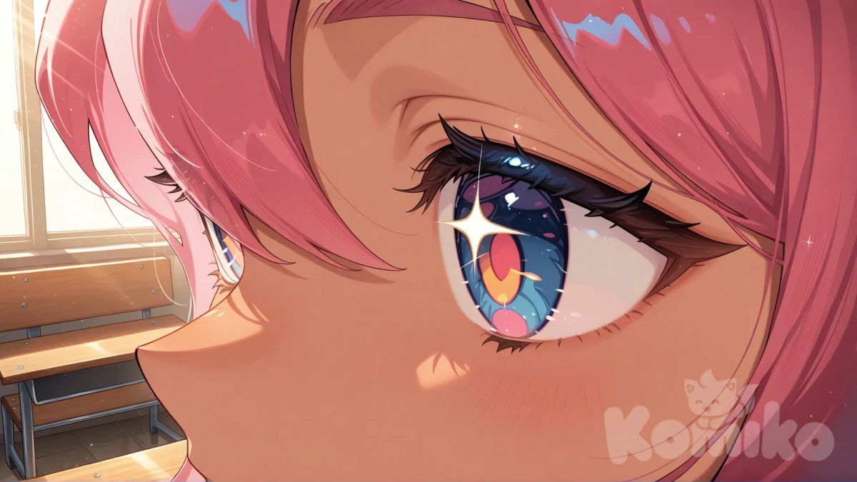 A new school bench look like Glitter There will be soft light coming from outside, the camera angle will be slightly angled so that it looks good from the top left corner.[bright -anime-style] no blurry [ close- look ]