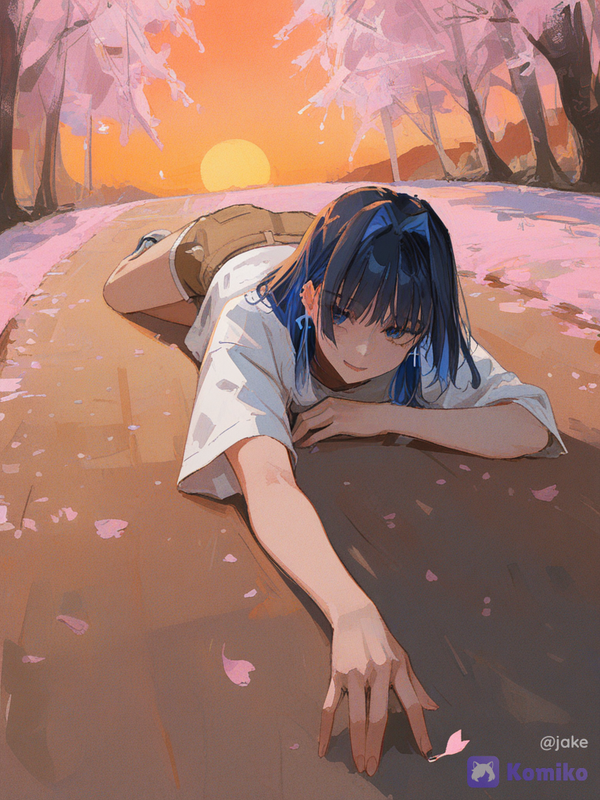 Kronii's Sakura Sunset Chill (◕‿◕)