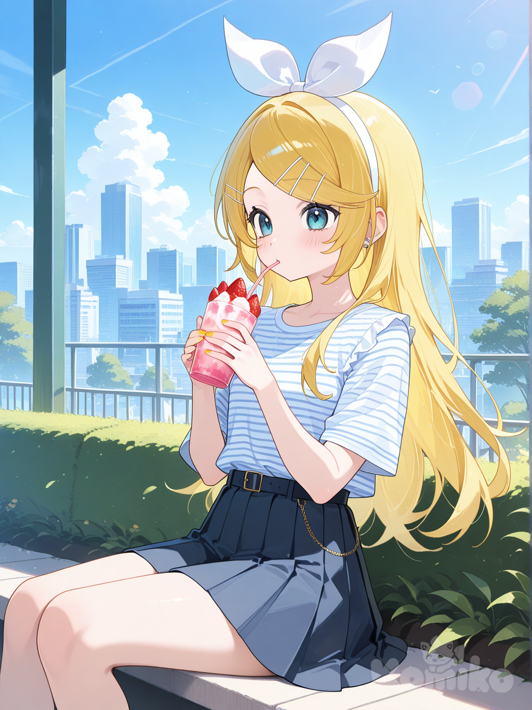 Kagamine Rin enjoying a delicious milkshake 