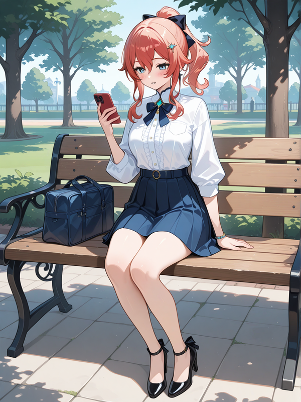 Looking at phone