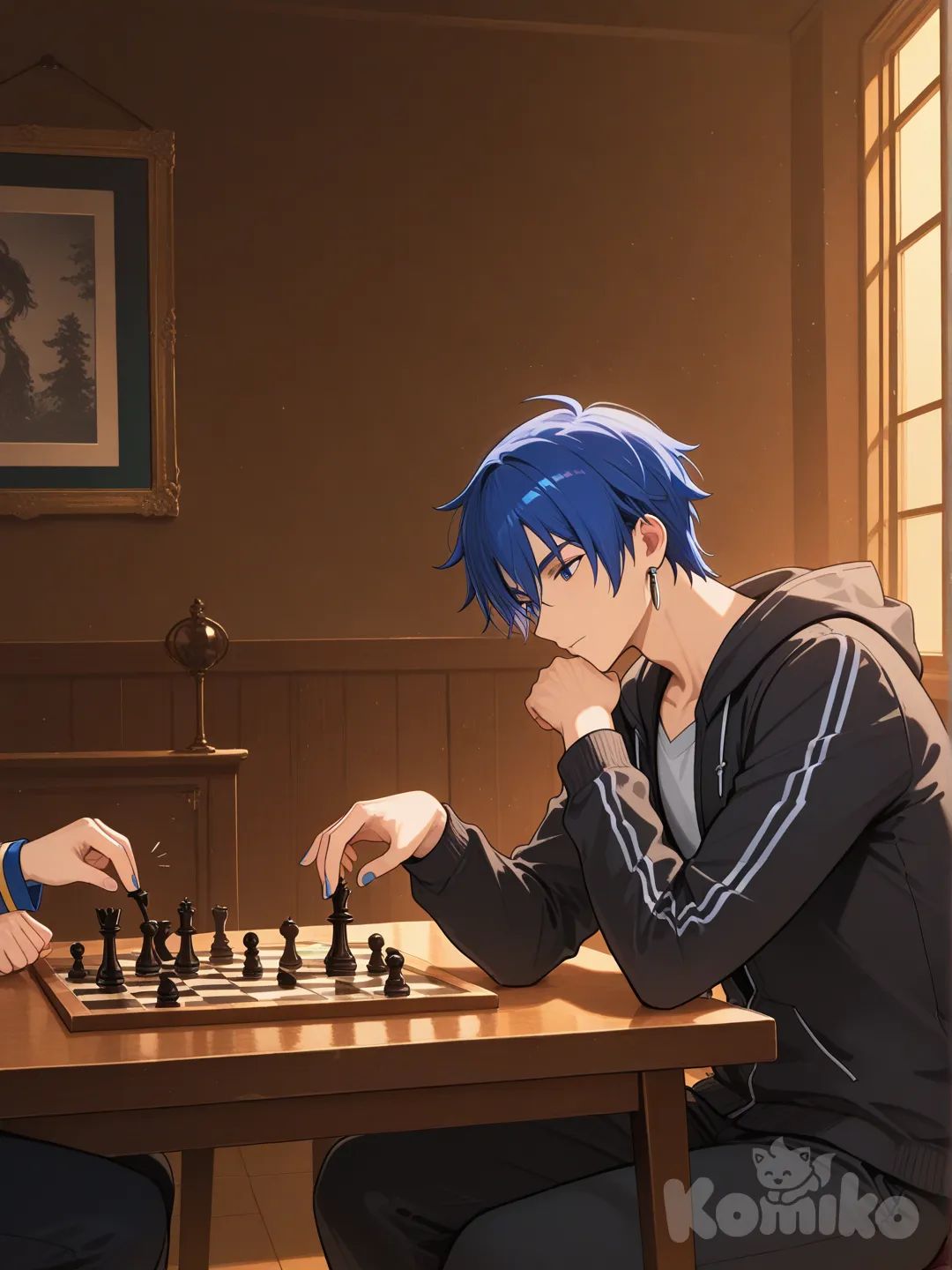 @Cu_Chulainn_(Fate), @Kaito_(Vocaloid)，下棋