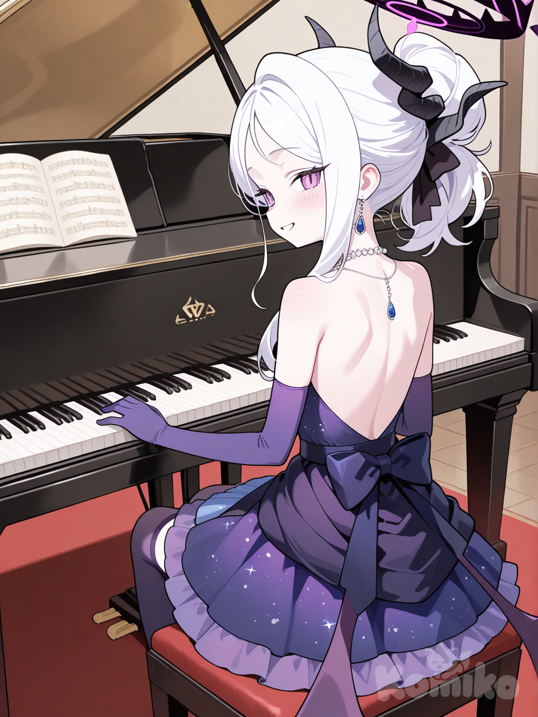 Hina playing piano