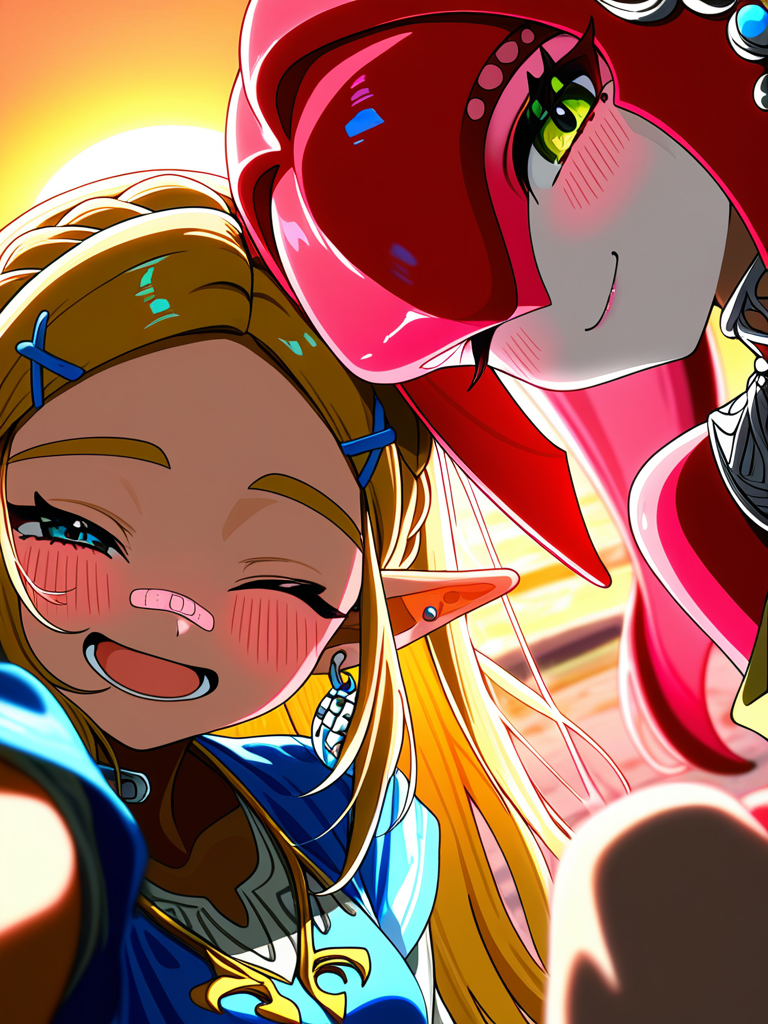 Mipha and Zelda having fun