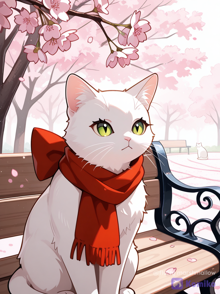 Sakura Kitty in Red Scarf 🌸🐱