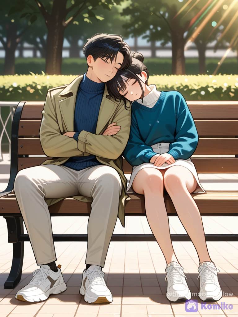 Golden Bench Snuggles 🌅💕