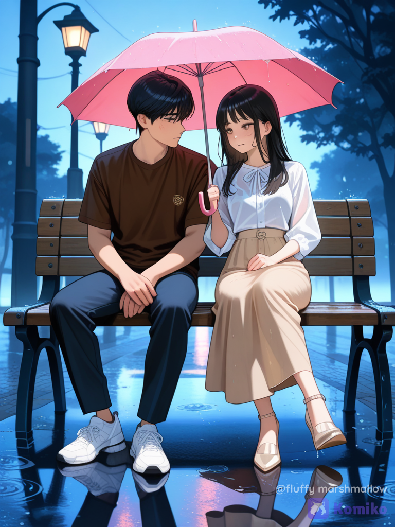 Rainy Bench Vibes ☔💕