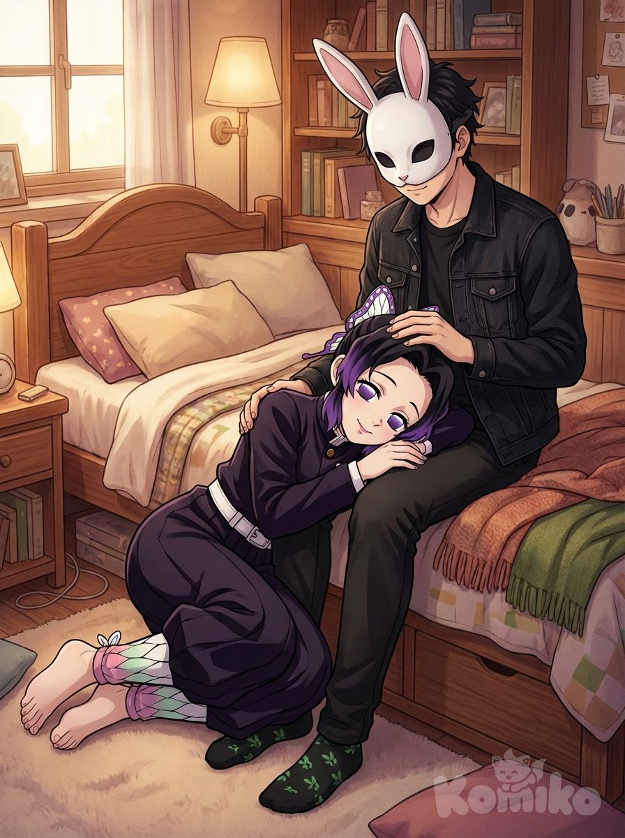 Шинобу Кочо лежит на коленях Hazzvool