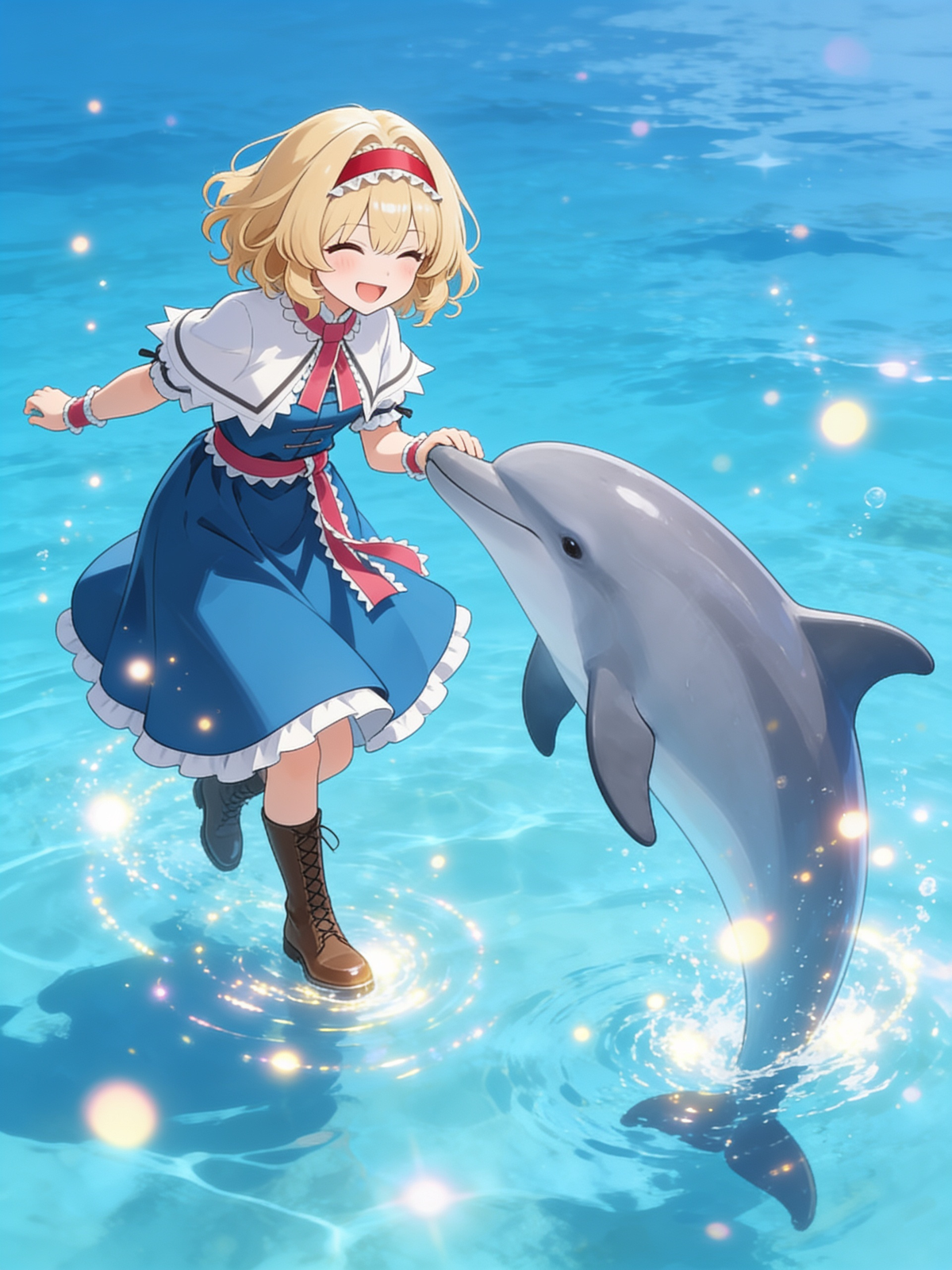 Frolicking with dolphin