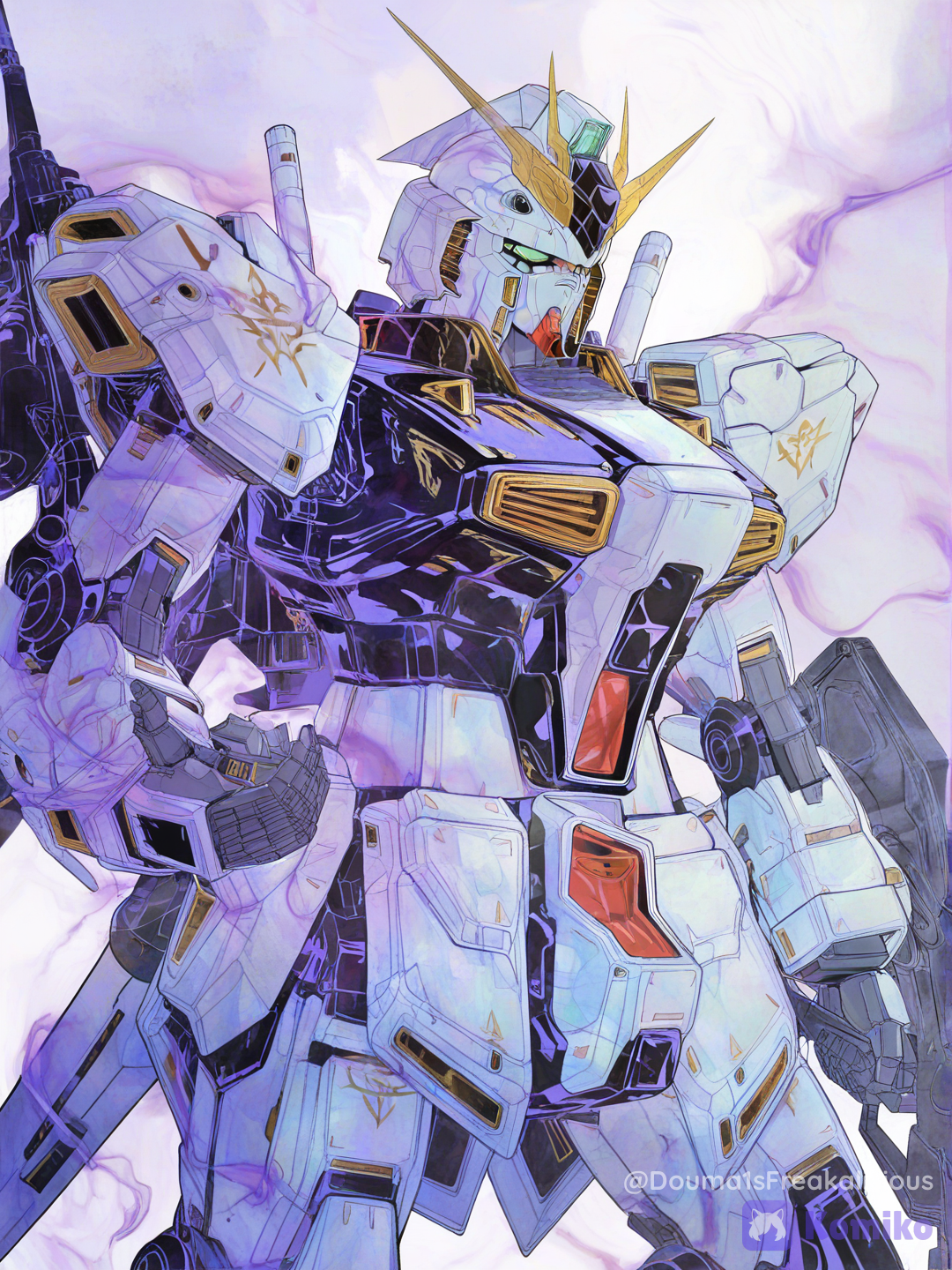 Nu Gundam in Watercolors