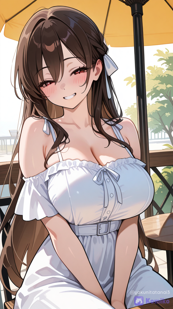 「ねえ、眩しいのは太陽のせい…？」 / "Hey, is it the sun making me blush...?"