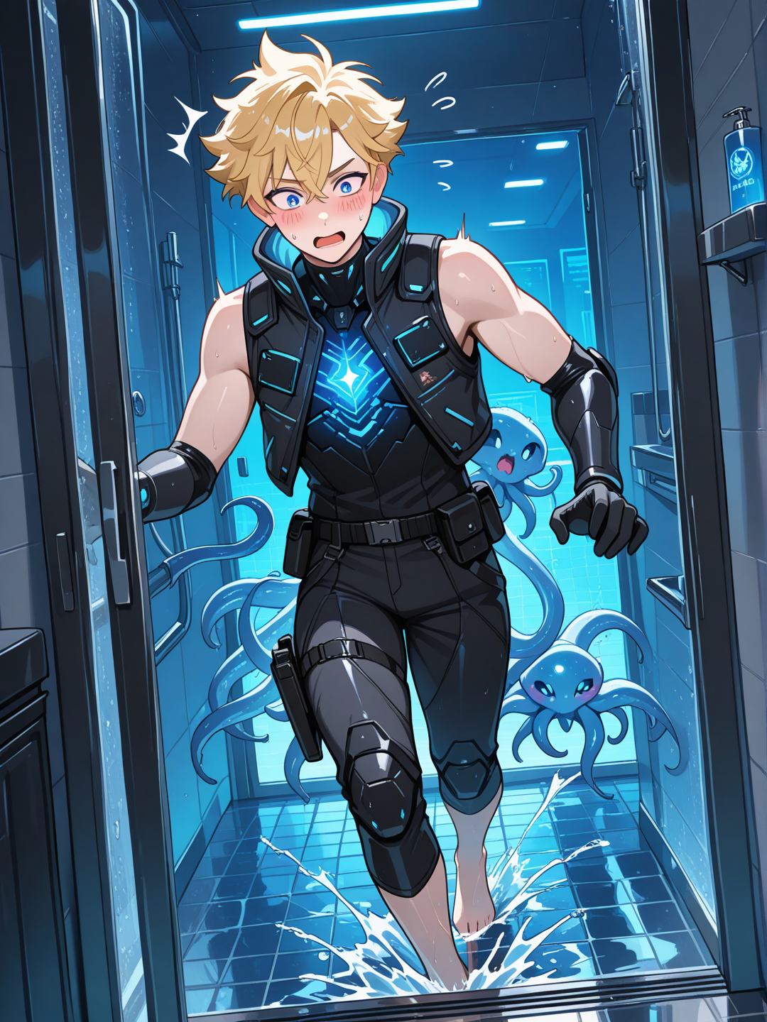 "I'm sorry! I didn't know this shower unit was occupied!"