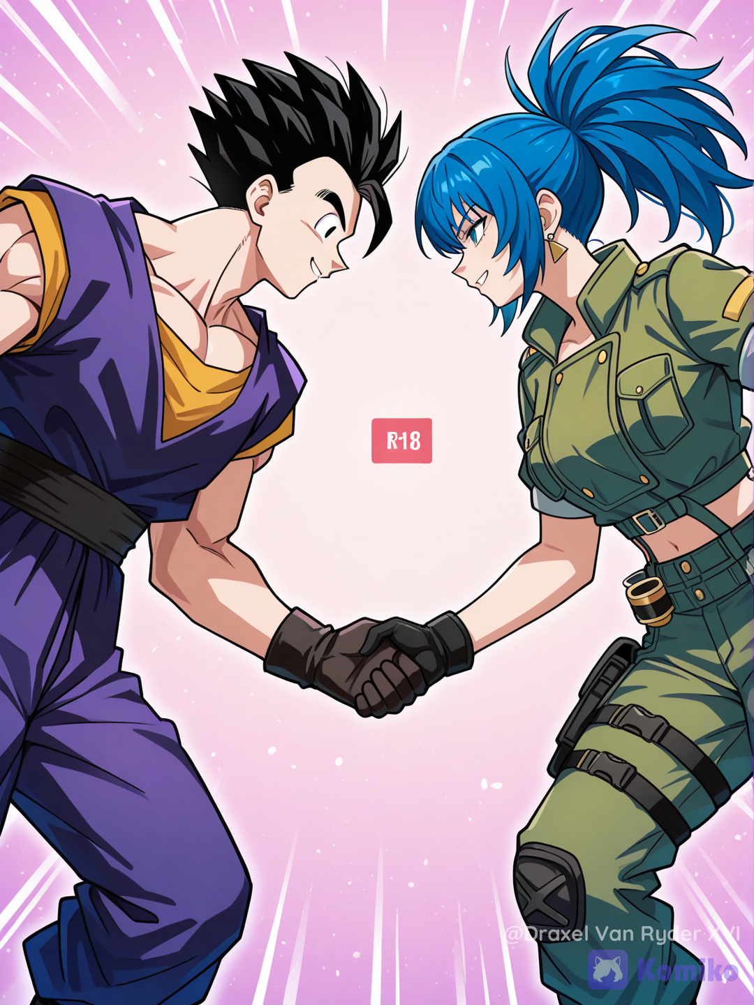 Gohan y Leona Heidern, conociéndose 