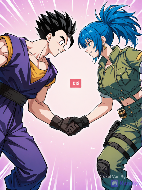 Gohan y Leona Heidern, conociéndose 