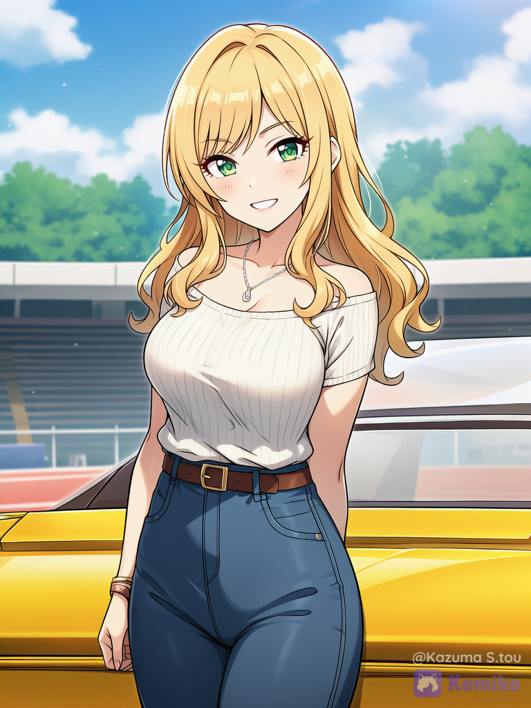 Blonde girl in the car
