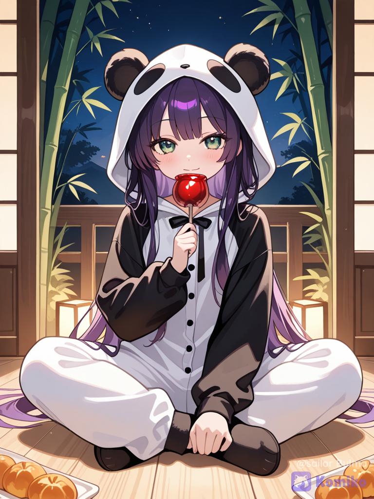 Panda avec une pomme d'amour