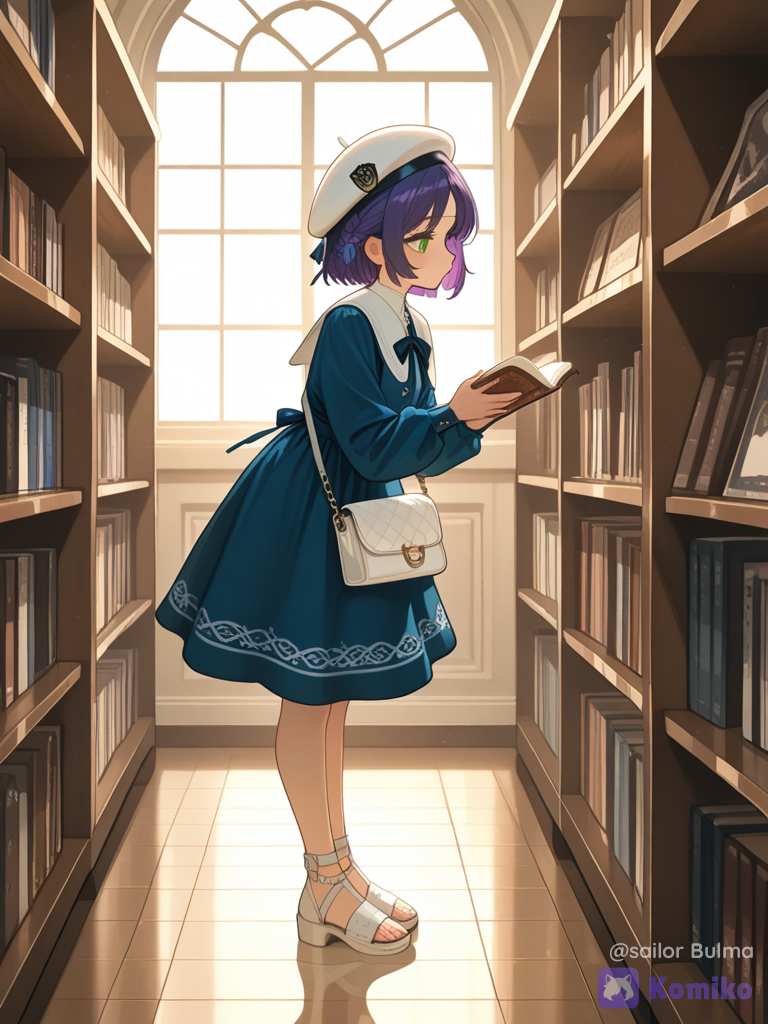 Une femme dans une bibliothèque