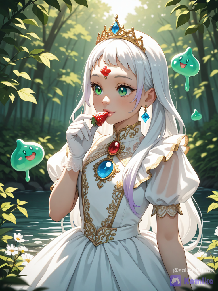 La princesse gourmande est accompagner avec des slimes