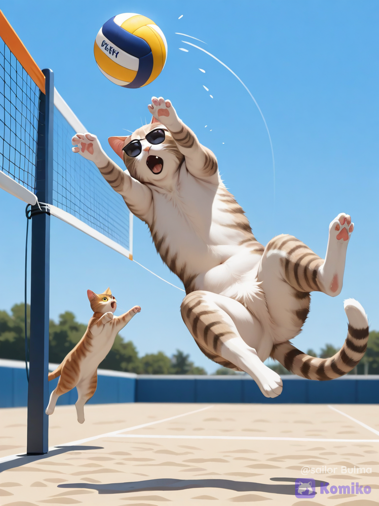 Des chats au volley ball