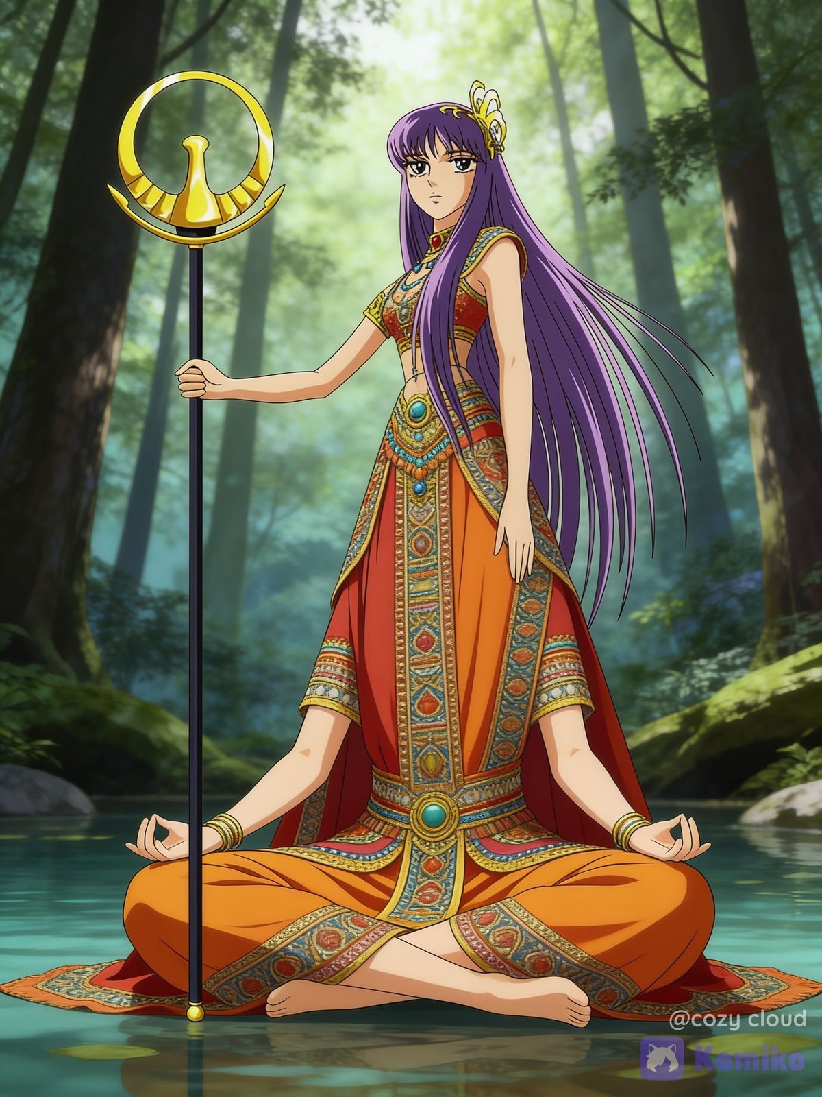 Athena Saori Indian Style Sitting Girl Float