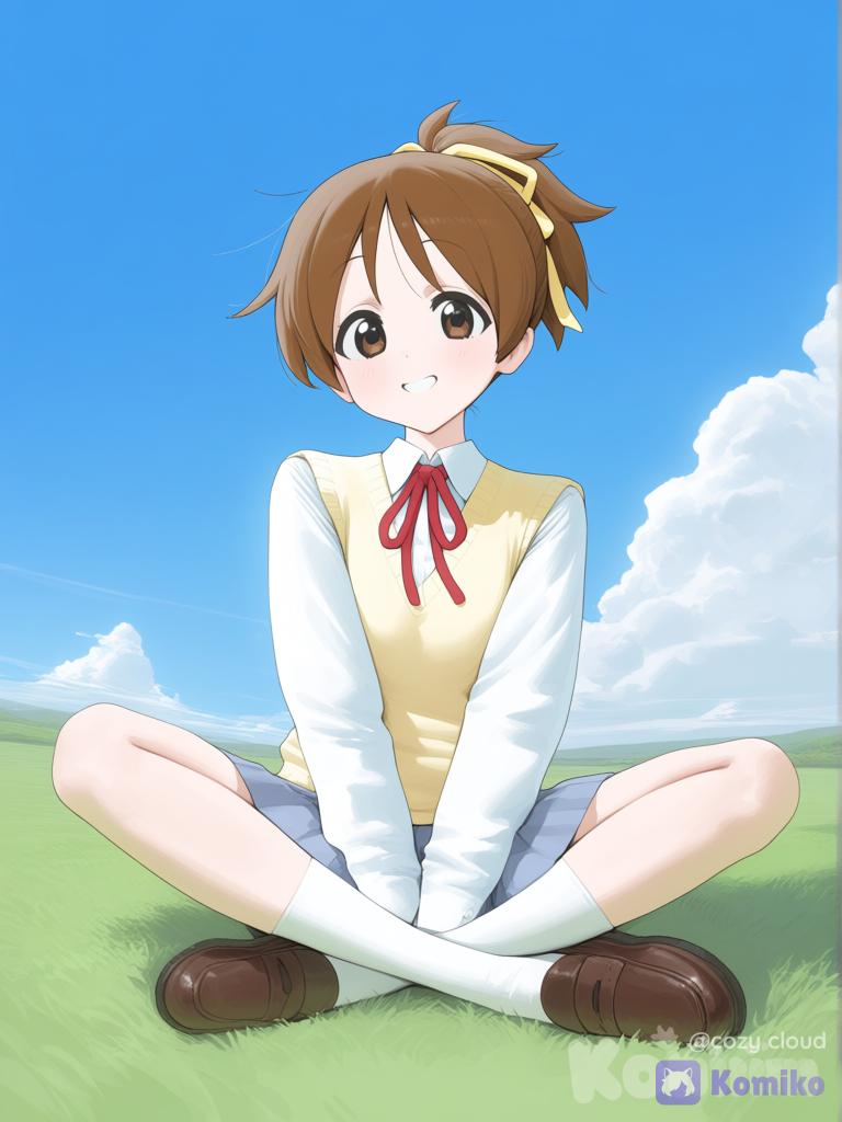 Hirasawa Ui Sitting on Grass