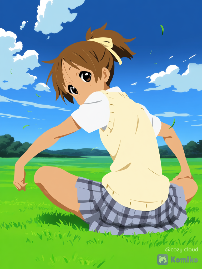 Hirasawa Ui Sitting Cross-Legged Sitting on Grass