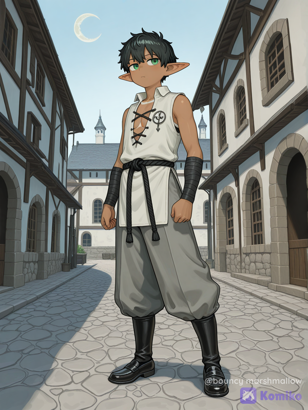 Young half elf monk