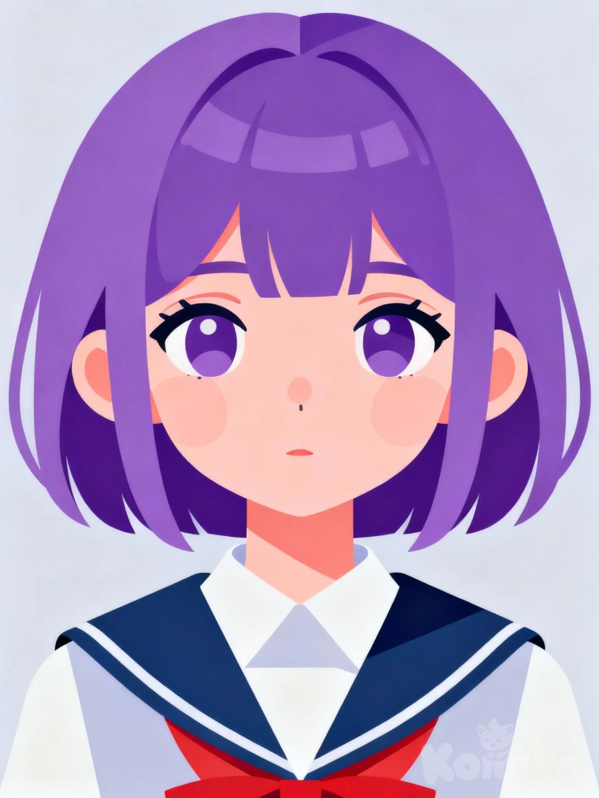 in this style , [flat-illustration-style] make a younger girl no scar , @violet-tJqy