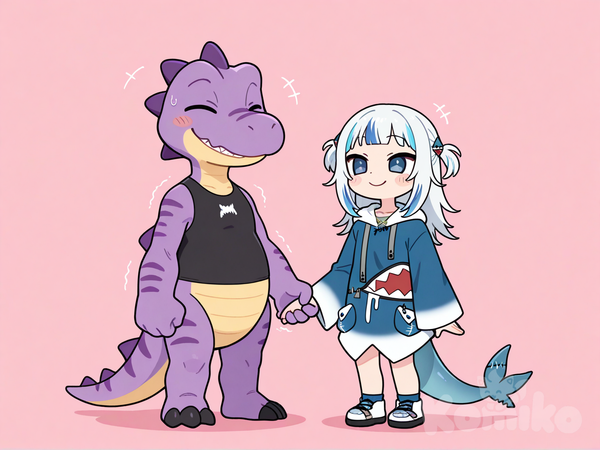 gawr gura and the dinossaur