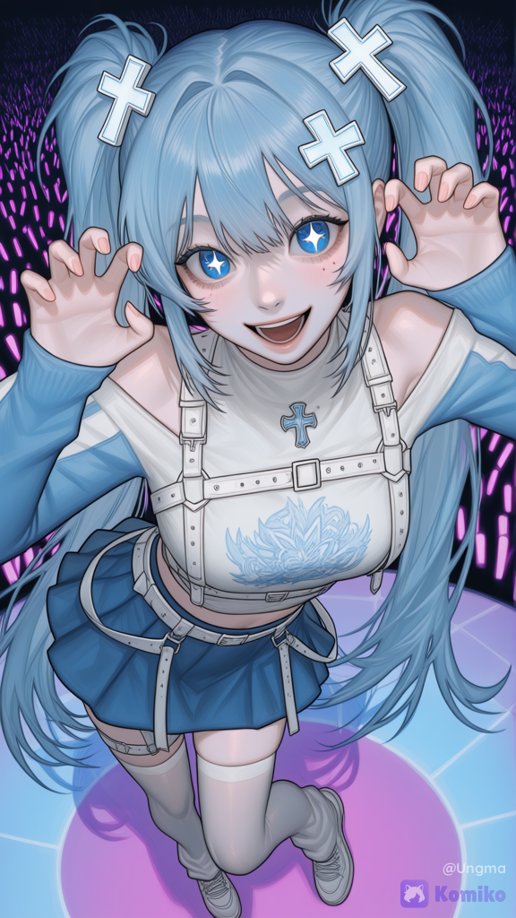 Sparkling blue twin tails 💙
