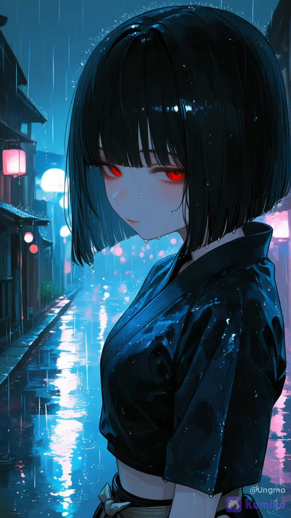 Red eyes in the rain 🌧️❤️