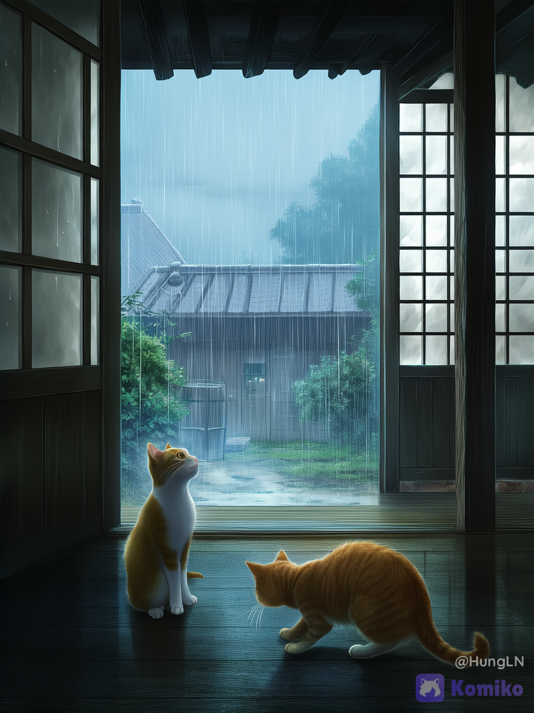 The falling rain