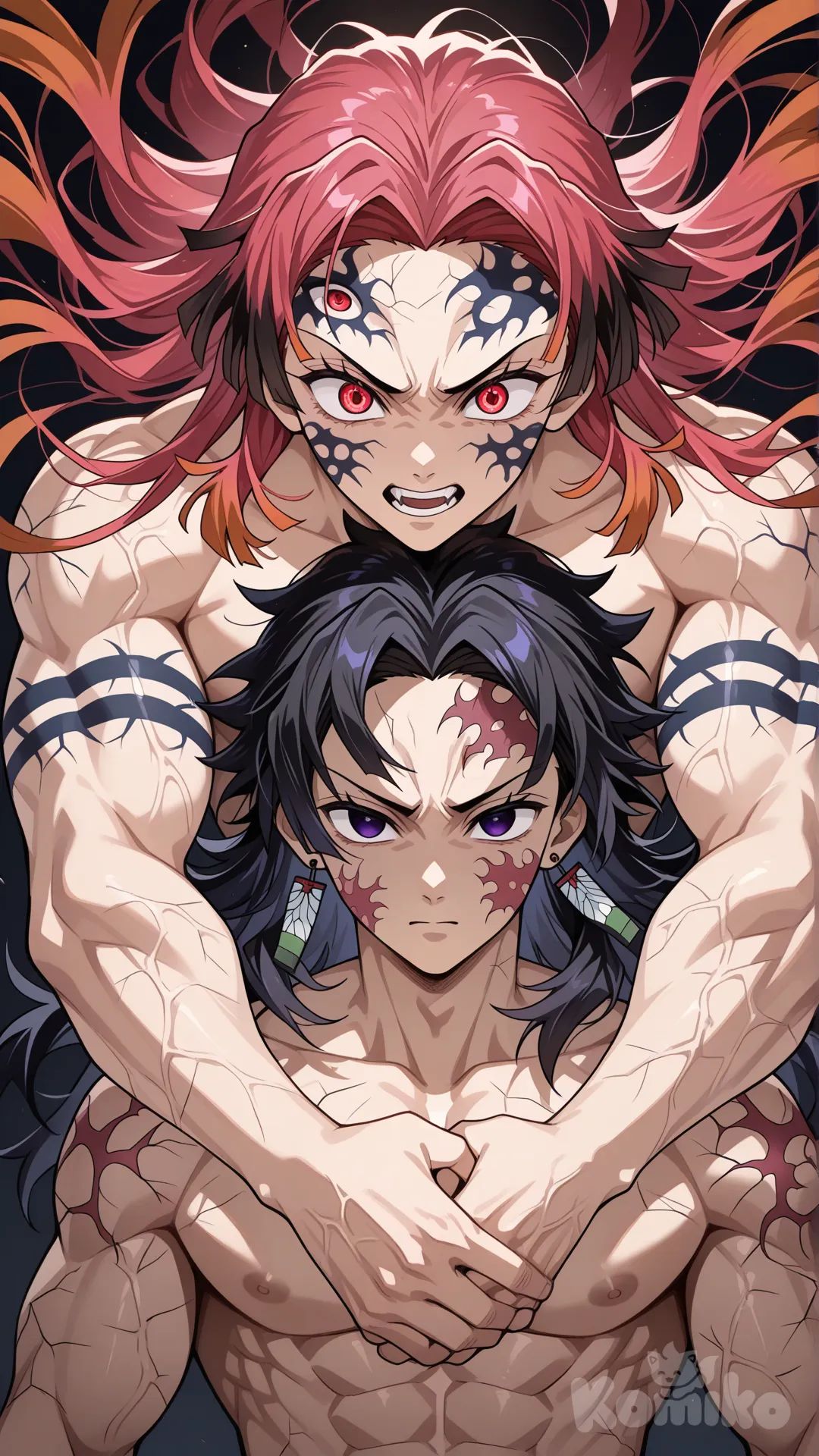 Kokushibo, Akaza, um contra o outro anime demon slayer