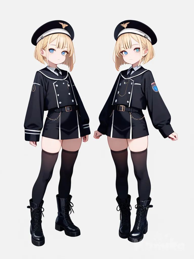 2girls, identical_twins, witches, cartoon, full body, looking at viewer, simple background, white background