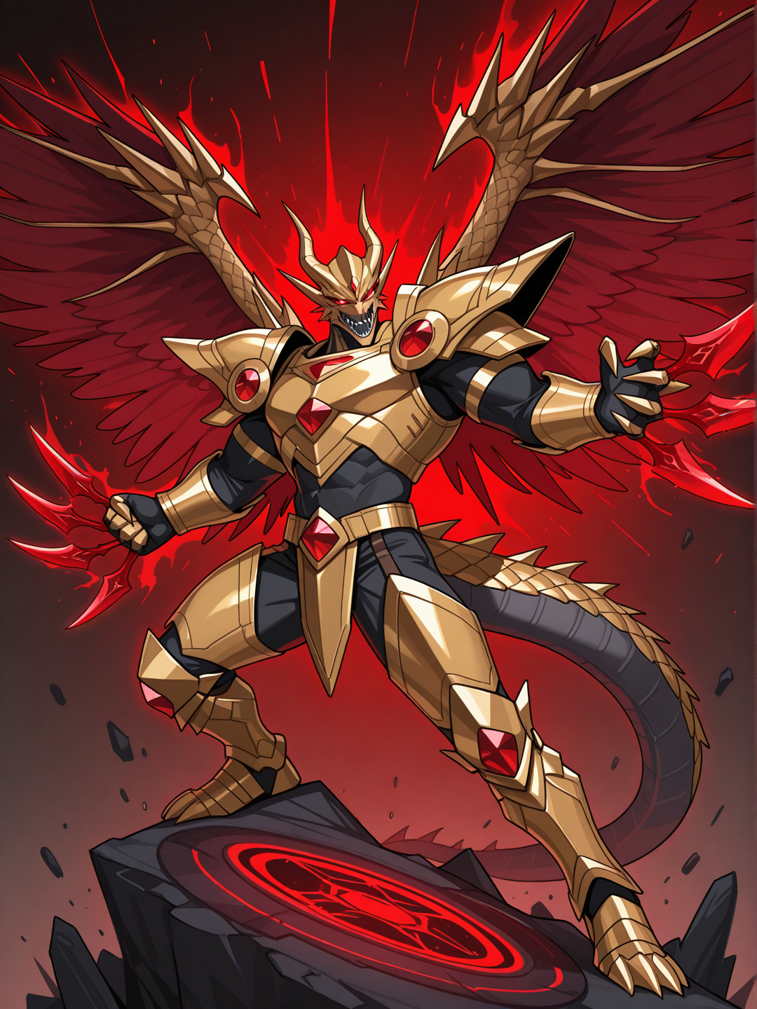 dragón con garras de sangre