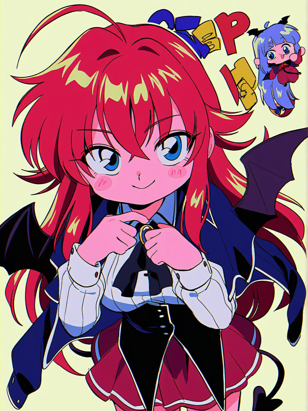 [90s-shojo-style], rias gremory, chibi, cute, devil form