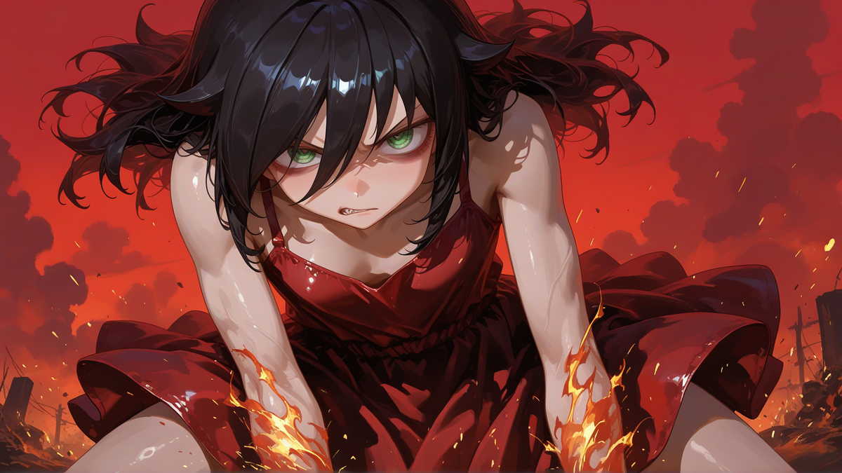 Tomoko Red Dress In Flames
