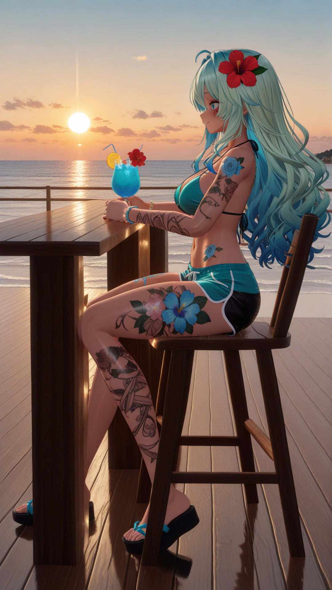 En bord de plage , apéro.