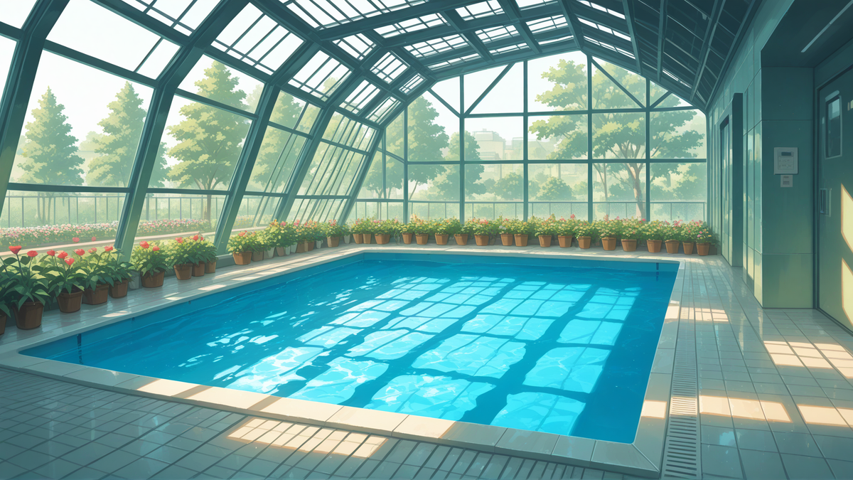 Indoor Pool with plants