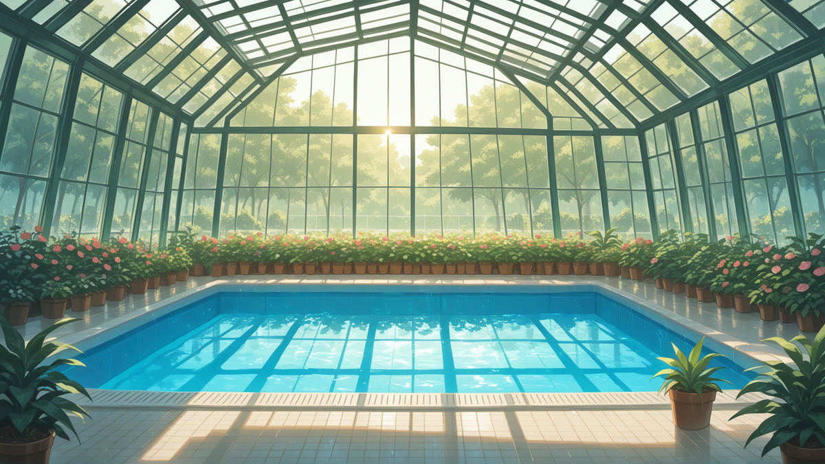 Indoor Pool with plants