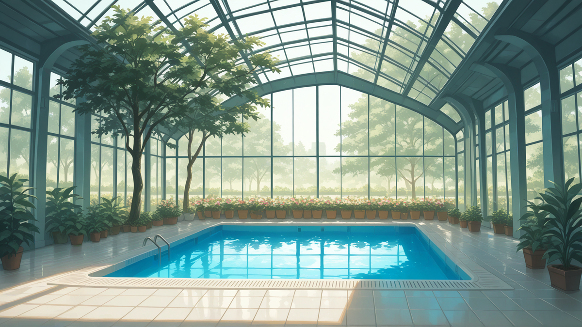 Indoor Pool with plants