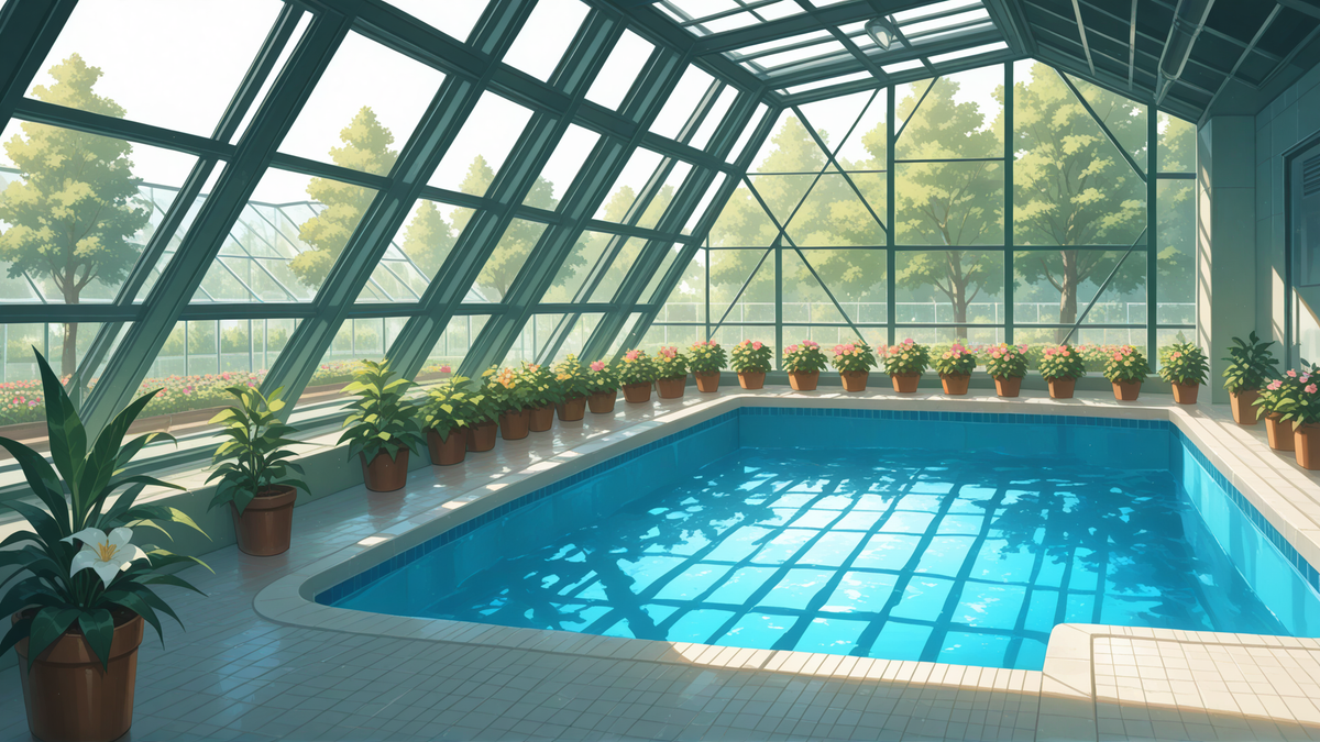 Indoor Pool with plants