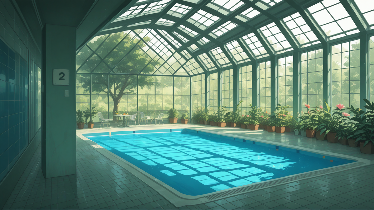 Indoor Pool with plants