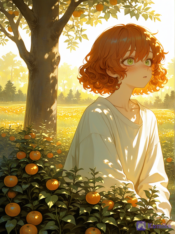 Fae entre naranjas doradas 🍊✨