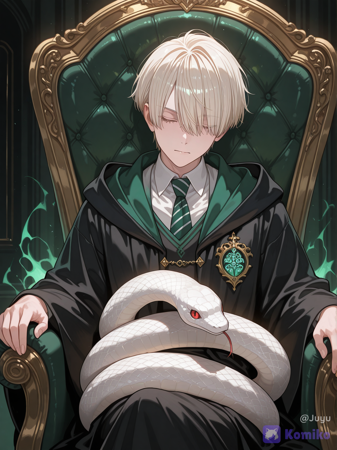 Draco y su serpiente albina 🐍💚