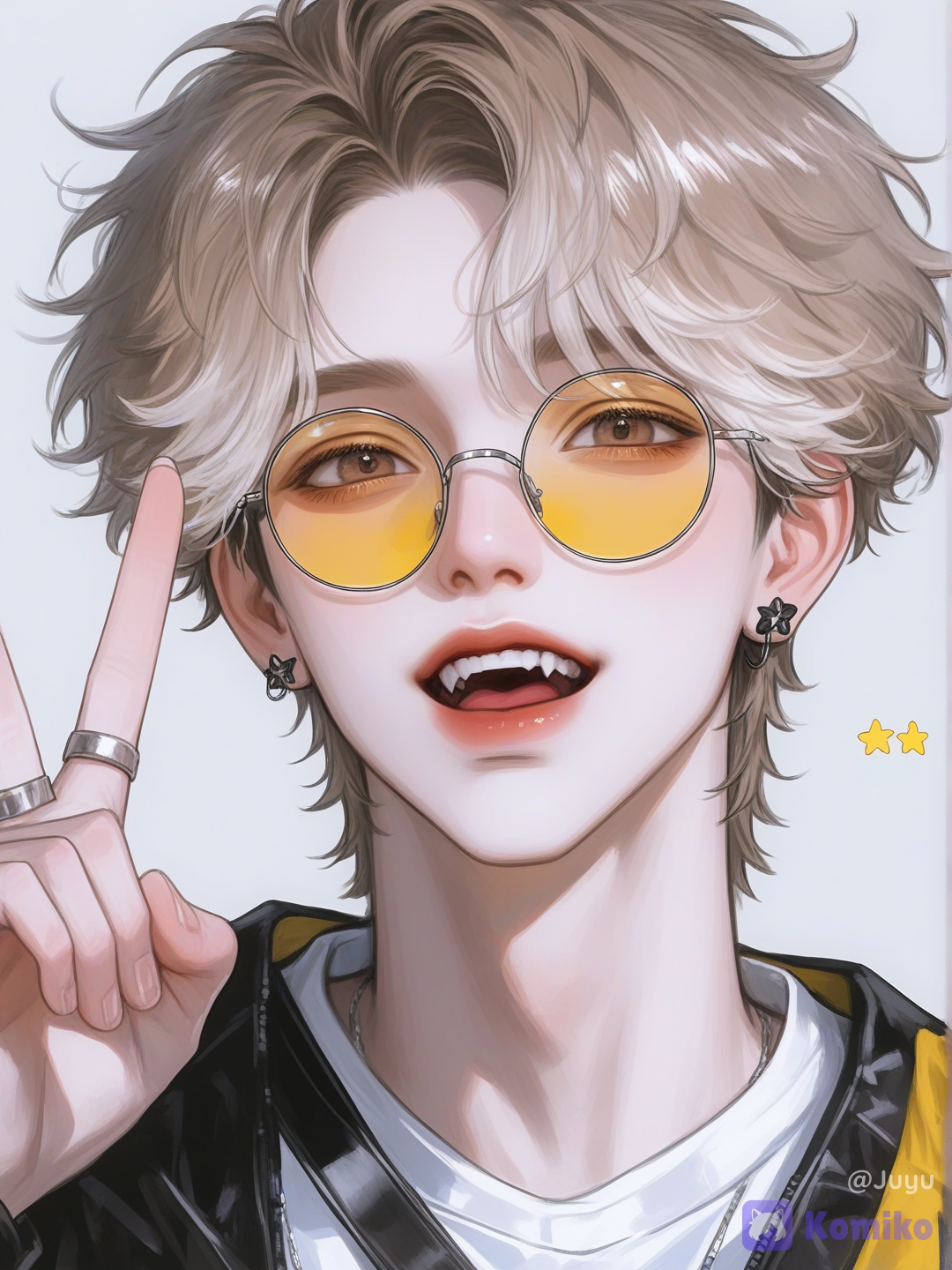 Jimin with yellow glasses