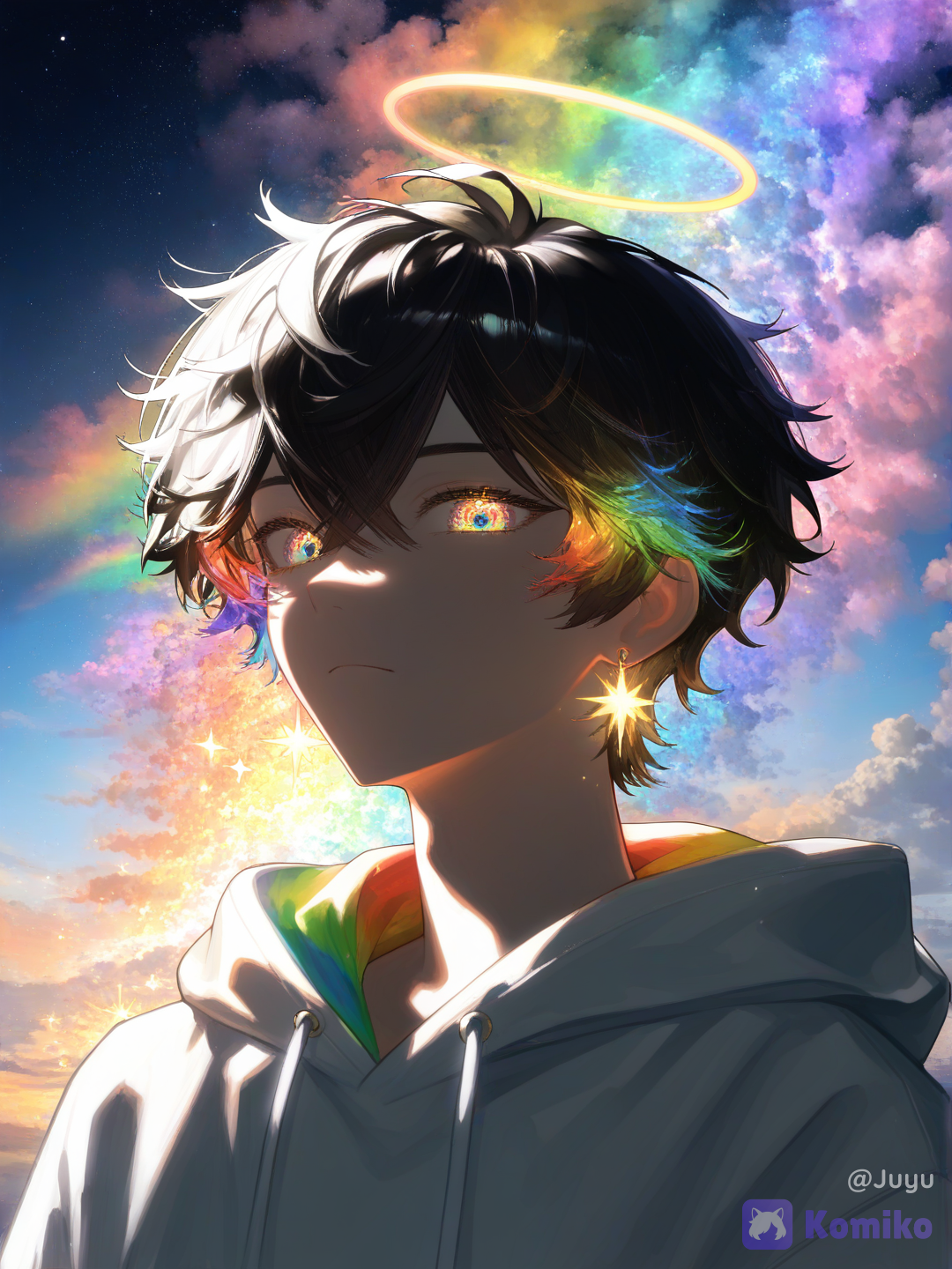 The rainbow is seen through our eyes