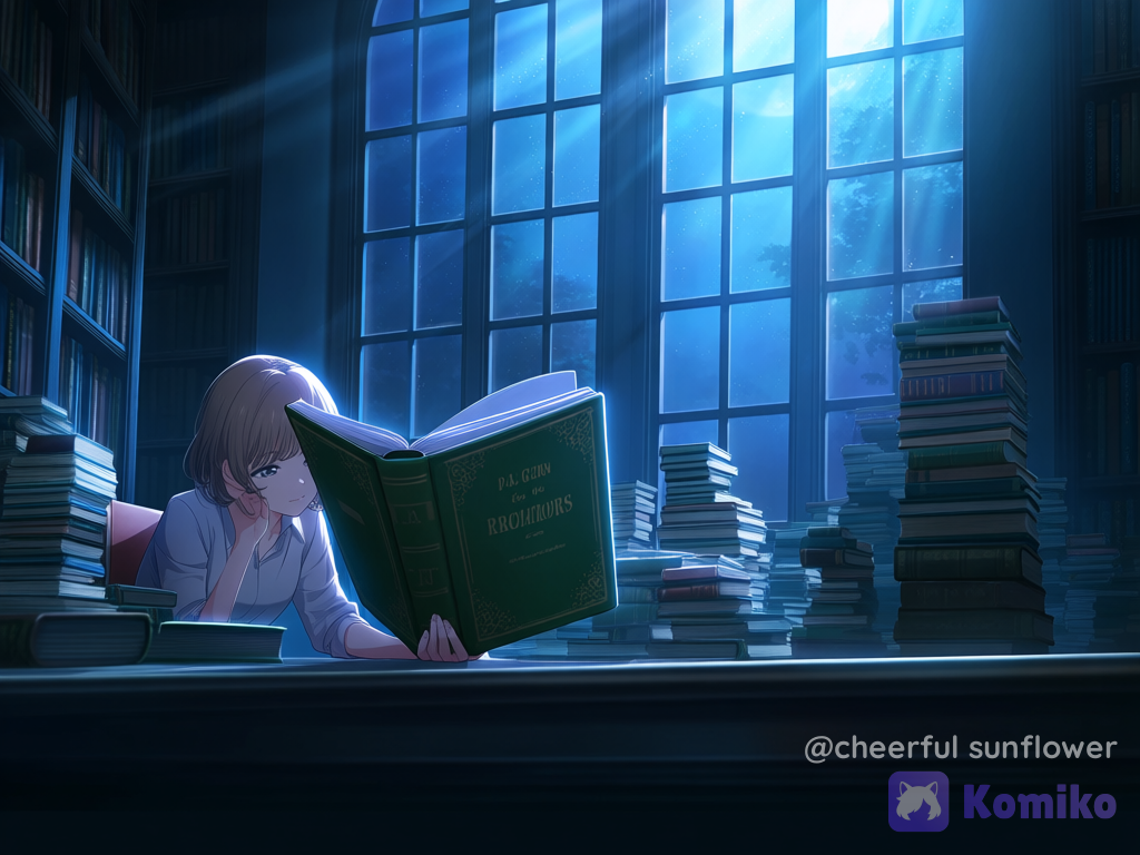 Reading by moonlight,