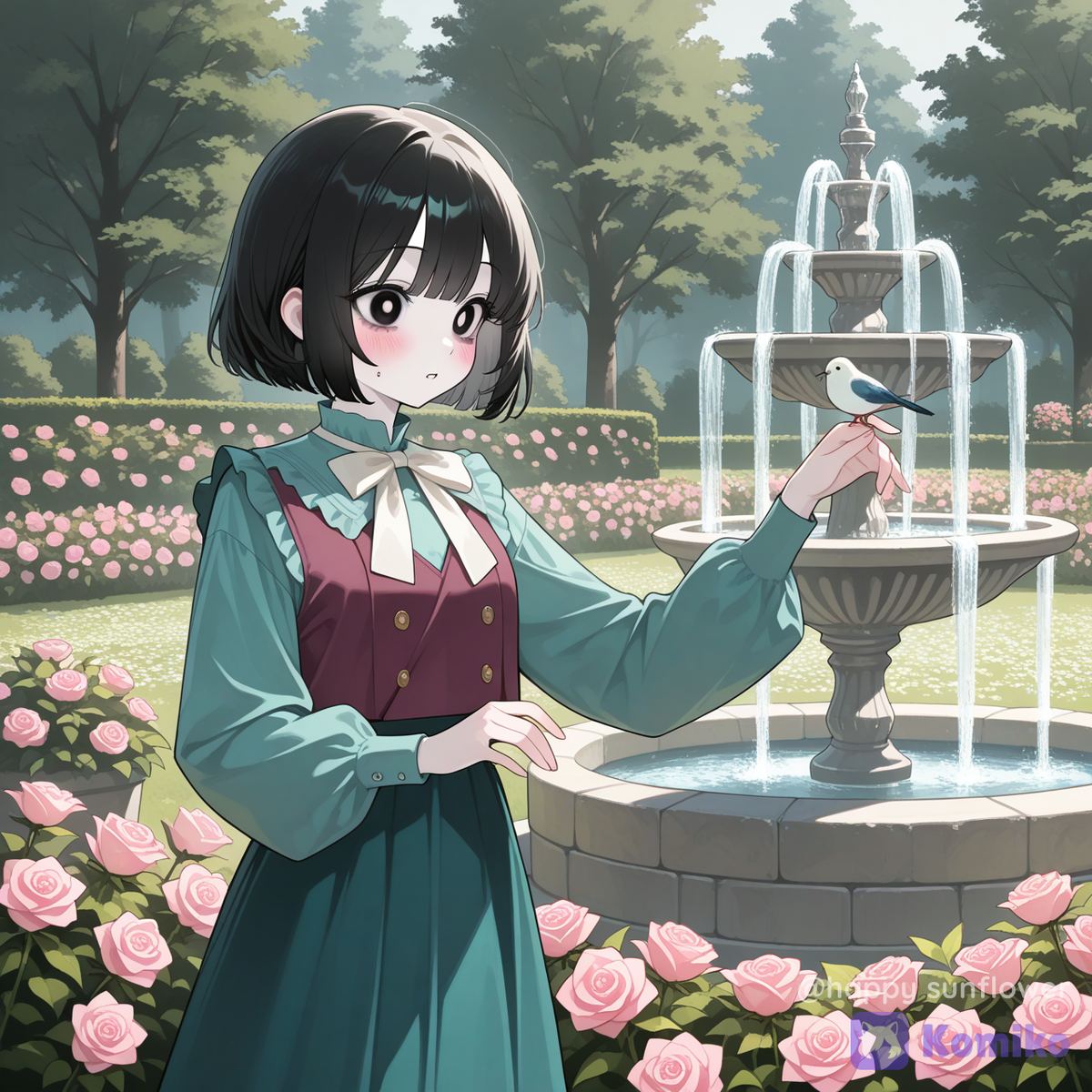 Girl garden bird
